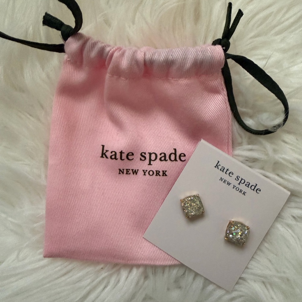 Kate Spade Gold Glitter Square Earrings